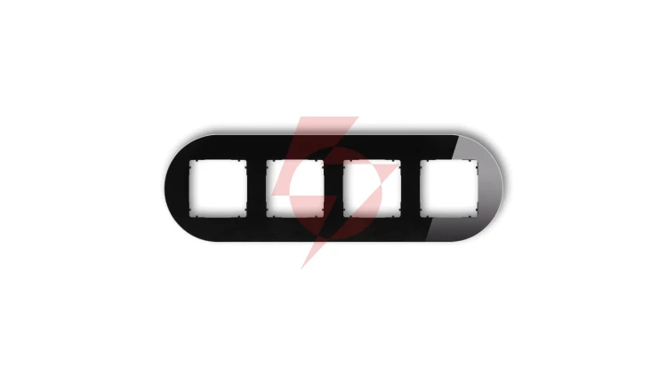 ICON Ramka uniwersalna poczwórna okrągła - efekt szkła (ramka: czarna spód: czarny) 12-12-IRSO-4
