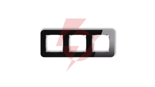 ICON Ramka uniwersalna potrójna zaokrąglona - efekt szkła (ramka: czarna spód: czarny) 12-12-IRSZ-3
