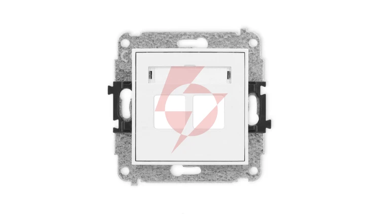 ICON Mechanizm gniazda multimedialnego podwójnego bez modułu (standard Keystone) biały mat 25IGM-2P