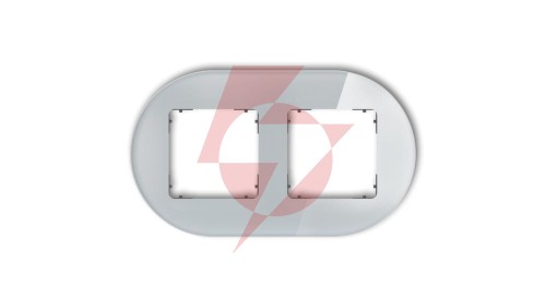 ICON Ramka uniwersalna podwójna okrągła - efekt szkła (ramka: szara spód: grafitowy mat) 15-28-IRSO-2