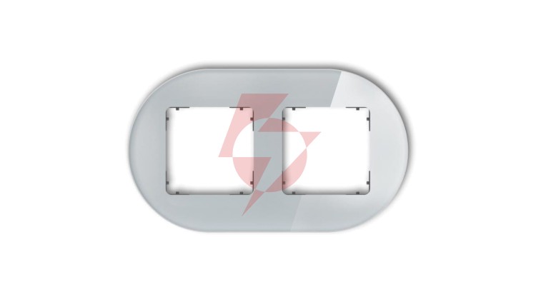 ICON Ramka uniwersalna podwójna okrągła - efekt szkła (ramka: szara spód: grafitowy mat) 15-28-IRSO-2