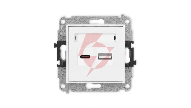 ICON Mechanizm ładowarki USB podwójnej USB C + USB A, 20W max. biały mat 25ICUSB-8