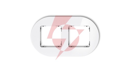 ICON Ramka uniwersalna podwójna okrągła - efekt szkła (ramka: biała spód: czarny) 0-12-IRSO-2