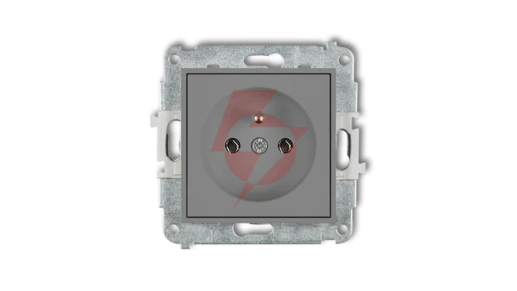 ICON Mechanizm gniazda pojedynczego z uziemieniem 2P+Z (bez przesłon torów prądowych) szary mat 27IGP-1z