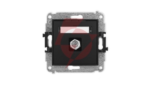 ICON Mechanizm gniazda antenowego pojedynczego typu F (SAT) niklowany czarny mat 12IGF-1