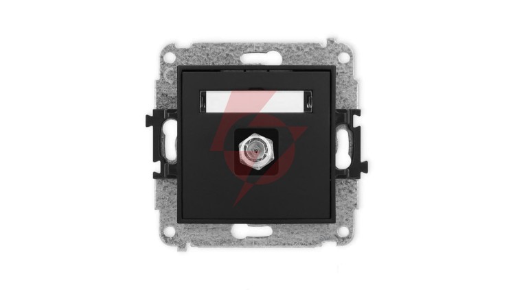 ICON Mechanizm gniazda antenowego pojedynczego typu F (SAT) niklowany czarny mat 12IGF-1