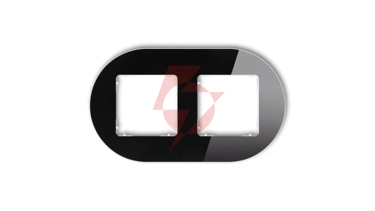 ICON Ramka uniwersalna podwójna okrągła - efekt szkła (ramka: czarna spód: biały) 12-0-IRSO-2