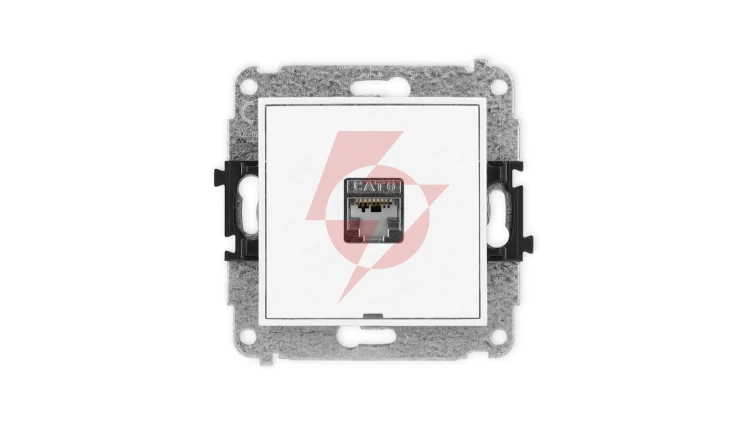 ICON Mechanizm gniazda komputerowego pojedynczego 1xRJ45, kat. 6, ekranowane, 8-stykowy, bez pola opisowego biały mat 25IGKBO-5