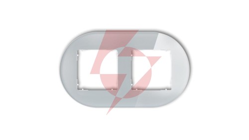 ICON Ramka uniwersalna podwójna okrągła - efekt szkła (ramka: szara spód: biały) 15-0-IRSO-2