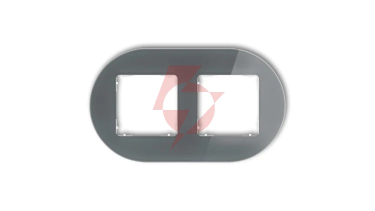 ICON Ramka uniwersalna podwójna okrągła - efekt szkła (ramka: grafitowa spód: biały) 28-0-IRSO-2