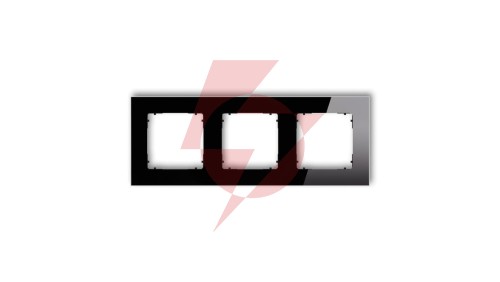 ICON Ramka uniwersalna potrójna kwadratowa - efekt szkła (ramka: czarna spód: czarny) 12-12-IRSK-3