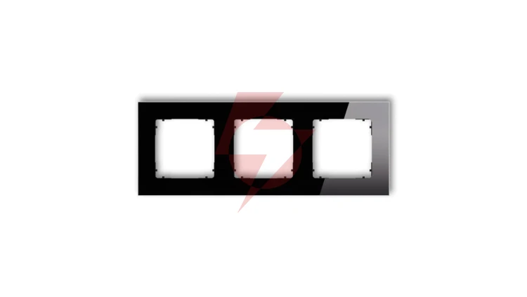 ICON Ramka uniwersalna potrójna kwadratowa - efekt szkła (ramka: czarna spód: czarny) 12-12-IRSK-3