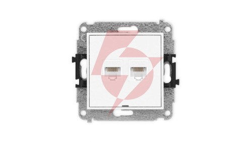 ICON Mechanizm gniazda komputerowego podwójnego 2xRJ45, kat. 5e, 8-stykowy, bez pola opisowego biały mat 25IGKBO-2