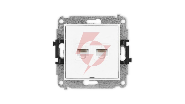 ICON Mechanizm gniazda komputerowego podwójnego 2xRJ45, kat. 5e, 8-stykowy, bez pola opisowego biały mat 25IGKBO-2