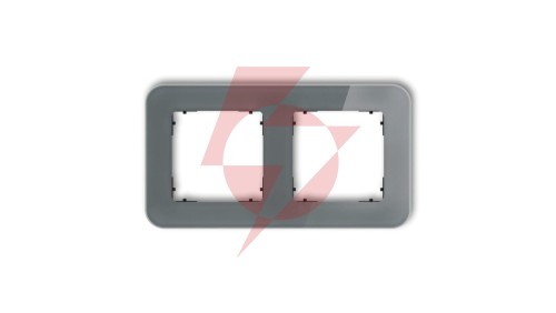 ICON Ramka uniwersalna podwójna zaokrąglona - efekt szkła (ramka: grafitowa spód: czarny) 28-12-IRSZ-2