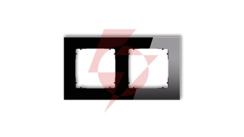ICON Ramka uniwersalna podwójna kwadratowa - efekt szkła (ramka: czarna spód: czarny) 12-12-IRSK-2