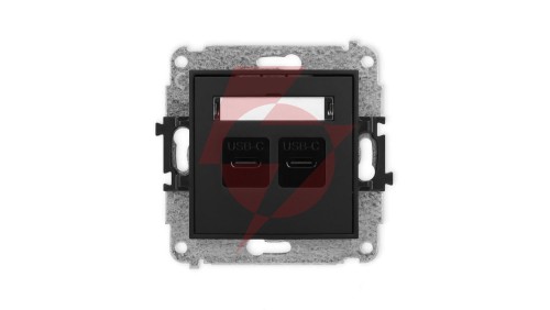 ICON Mechanizm ładowarki USB podwójnej 2xUSB C, 20W max. czarny mat 12ICUSB-7