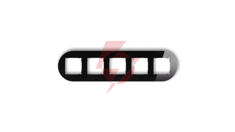 ICON Ramka uniwersalna pięciokrotna okrągła - efekt szkła (ramka: czarna spód: czarny) 12-12-IRSO-5
