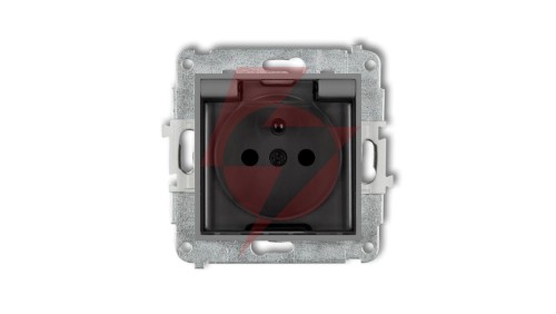 ICON Mechanizm gniazda bryzgoszczelnego z uziemieniem 2P+Z (klapka dymna, przesłony torów prądowych) szary mat 27IGPB-1zdp