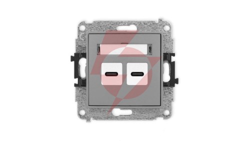 ICON Mechanizm ładowarki USB podwójnej 2xUSB C, 20W max. szary mat 27ICUSB-7