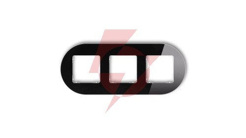 ICON Ramka uniwersalna potrójna okrągła - efekt szkła (ramka: czarna spód: biały) 12-0-IRSO-3