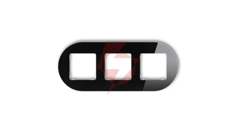 ICON Ramka uniwersalna potrójna okrągła - efekt szkła (ramka: czarna spód: biały) 12-0-IRSO-3