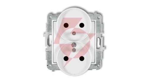 ICON Mechanizm gniazda podwójnego do ramki z uziemieniem 2x(2P+Z) (przesłony torów prądowych) biały mat 25IGPR-2zp