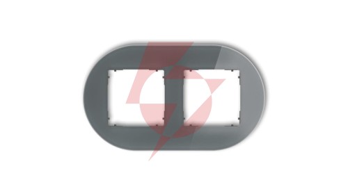 ICON Ramka uniwersalna podwójna okrągła - efekt szkła (ramka: grafitowa spód: grafitowy mat) 28-28-IRSO-2