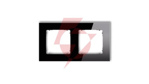 ICON Ramka uniwersalna podwójna kwadratowa - efekt szkła (ramka: czarna spód: grafitowy mat) 12-28-IRSK-2