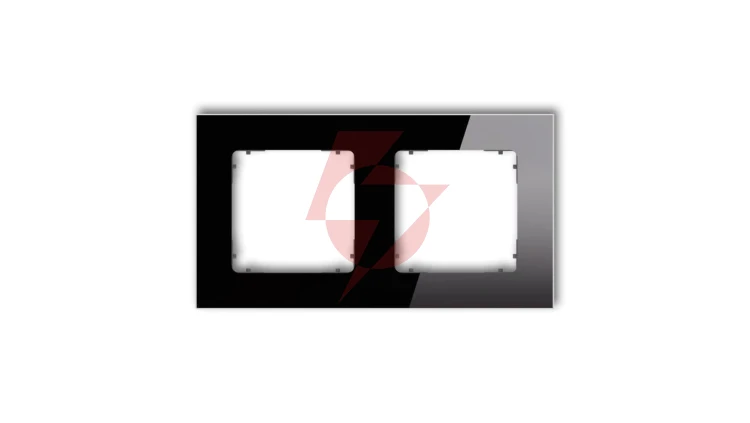ICON Ramka uniwersalna podwójna kwadratowa - efekt szkła (ramka: czarna spód: grafitowy mat) 12-28-IRSK-2