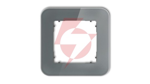 ICON Ramka uniwersalna pojedyncza zaokrąglona - efekt szkła (ramka: grafitowa spód: grafitowy mat) 28-28-IRSZ-1