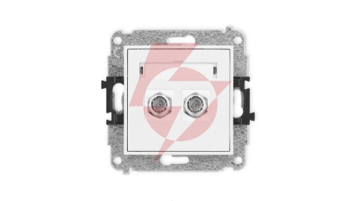 ICON Mechanizm gniazda antenowego podwójnego typu F (SAT) niklowany biały IGF-2