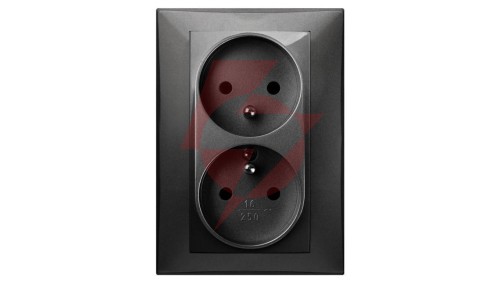 SANTRA gniazdo 2x2P+Z monolit z ramką podtynkowe czarny 4135-09