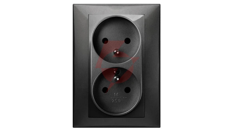 SANTRA gniazdo 2x2P+Z monolit z ramką podtynkowe czarny 4135-09