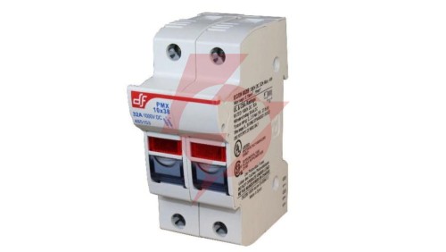 Rozłącznik, podstawa bezpiecznikowa PMX 2P do bezpieczników 10x38 , 1000V DC, 32A, dla instalacji PV z sygnalizacją 485153