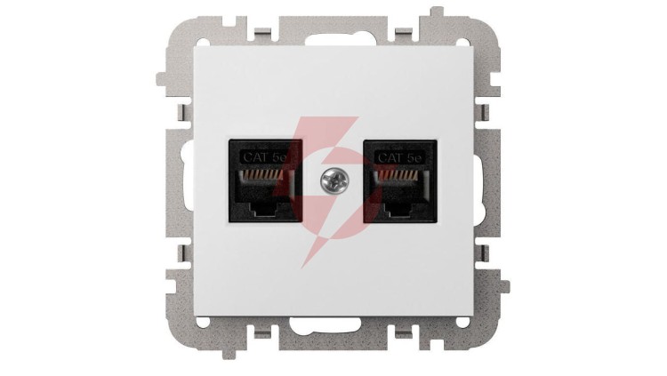 SANTRA gniazdo komputerowe 2x RJ45 bez ramki podtynkowe biały 4149-10
