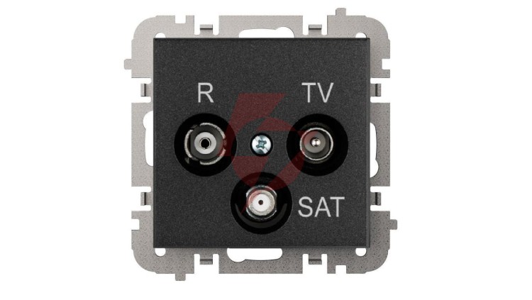 SANTRA Gniazdo antenowe R-TV-SAT końcowe bez ramki podtynkowe czarny 4153-19