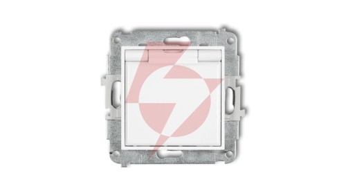 ICON Mechanizm gniazda bryzgoszczelnego z uziemieniem 2P+Z (klapka biała, przesłony torów prądowych) biały IGPB-1zp