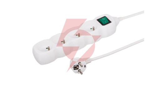 Przedłużacz 4-gniazdowy, 3m biały, z wyłącznikiem, 3x1,0mm OWY 35430