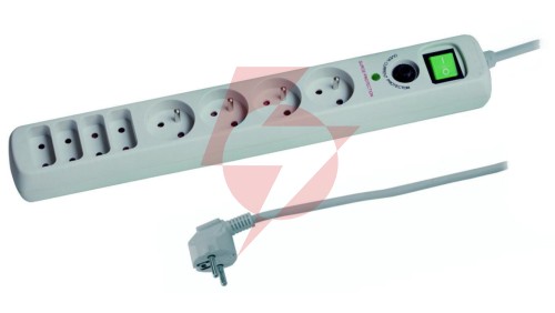 Przedłużacz 8-gniazdowy, 1,5m z filtrem przepięciowym, z wyłącznikiem, 3x1,0mm OWY 25026
