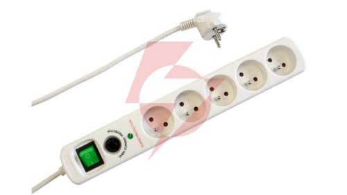 Przedłużacz 5-gniazdowy, 1,5m biały z filtrem przepięciowym, 3x1,0mm OWY 24394