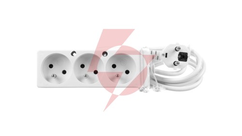 Przedłużacz 3-gniazda z/u 10A 3m /OMY 3x1/ biały PS-370 T-110020