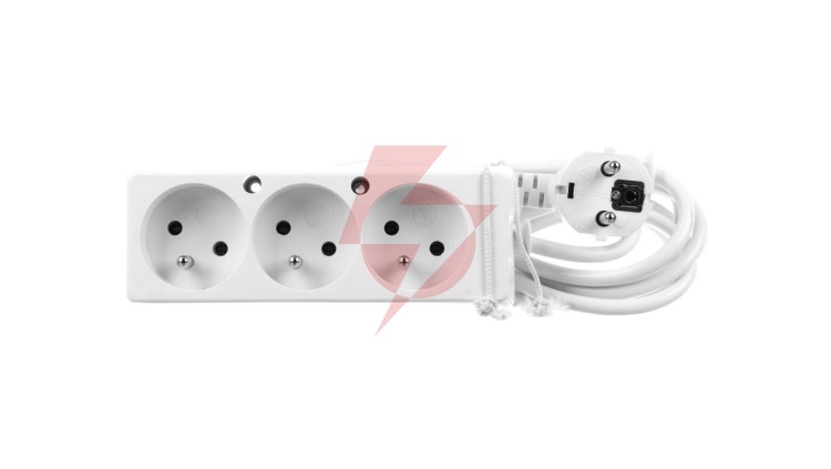 Przedłużacz 3-gniazda z/u 10A 3m /OMY 3x1/ biały PS-370 T-110020