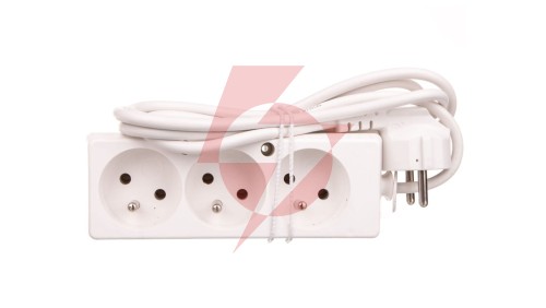 Przedłużacz 3-gniazda z/u 10A 1,5m /OMY 3x1/ biały PS-370 T-105390
