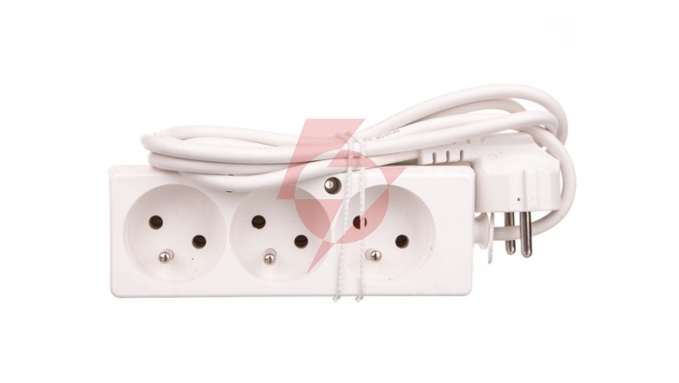 Przedłużacz 3-gniazda z/u 10A 1,5m /OMY 3x1/ biały PS-370 T-105390