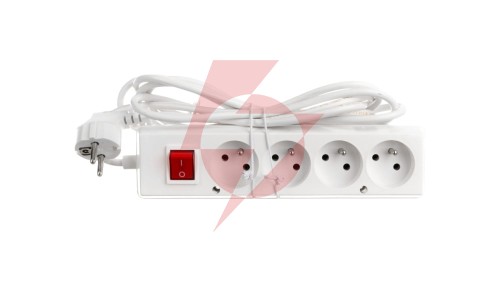 Przedłużacz z wyłącznikiem 4-gniazda z/u 10A 3m /OMY 3x1/ biały PS-470WS T-105950