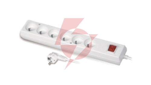 Przedłużacz z wyłącznikiem 6-gniazd z/u 10A 5m /OMY 3x1/ biały PS-670WS T-106220