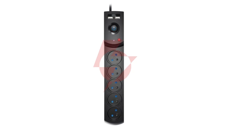 Przedłużacz przeciwprzepięciowy professional 5 gniazd 2xUSB 5m 10A 230V 2300W czarny W-100045