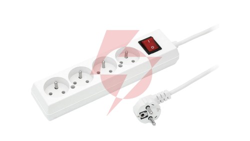 Przedłużacz z wyłącznikiem 4-gniazda z/u 10A 5m /OMY 3x1/ biały PS-470WS T-105960