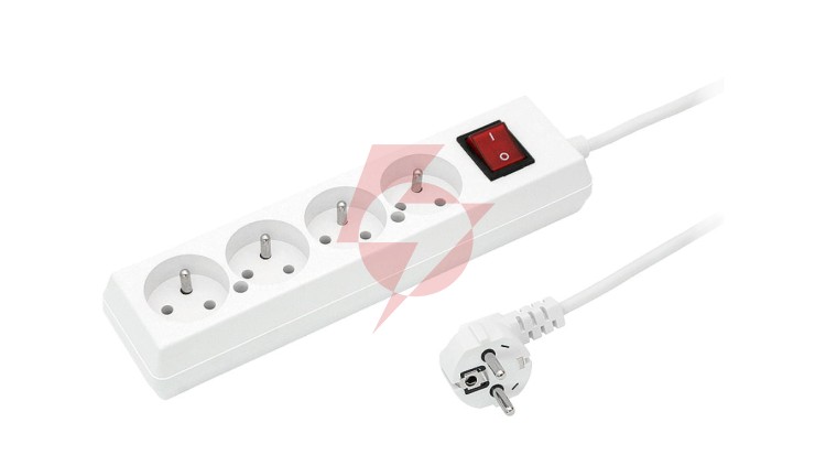 Przedłużacz z wyłącznikiem 4-gniazda z/u 10A 5m /OMY 3x1/ biały PS-470WS T-105960